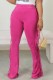 Rose Red Casual Solid Tassel Patchwork Skinny High Waist Conventional Solid Color Trousers