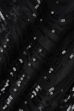 Black Celebrities Print Patchwork Spaghetti Strap Evening Dress Dresses