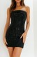 Black Sexy Solid Sequins Patchwork Backless Strapless Wrapped Skirt Dresses