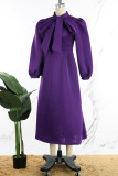 Red Casual Solid Patchwork Half A Turtleneck Long Sleeve Dresses