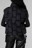 Blue Casual Solid Patchwork Zipper Mandarin Collar Outerwear
