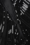 Black Celebrities Print Patchwork Spaghetti Strap Evening Dress Dresses