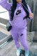Purple Casual Print Letter Hooded Collar Long Sleeve Two Pieces