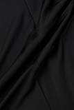 Black Street Solid Hollowed Out Patchwork Zipper Turtleneck Skinny Jumpsuits