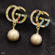 Multi-color Vintage Letter Pearl Rhinestone Earrings