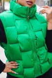 Blue Casual Solid Patchwork Zipper Mandarin Collar Outerwear