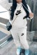 White Casual Print Letter Hooded Collar Long Sleeve Two Pieces