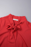 Red Elegant Solid Bandage Patchwork Stringy Selvedge O Neck A Line Dresses