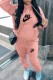 Peach Casual Print Letter Hooded Collar Long Sleeve Two Pieces