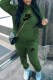 Green Casual Print Letter Hooded Collar Long Sleeve Two Pieces