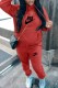 Red Casual Print Letter Hooded Collar Long Sleeve Two Pieces