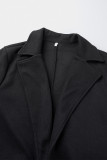 Light Khaki Casual Solid Cardigan Turndown Collar Outerwear