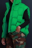 Blue Casual Solid Patchwork Zipper Mandarin Collar Outerwear