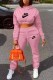 Pink Casual Print Letter Hooded Collar Long Sleeve Two Pieces