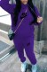Dark Purple Casual Print Letter Hooded Collar Long Sleeve Two Pieces