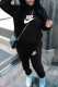 Black Casual Print Letter Hooded Collar Long Sleeve Two Pieces
