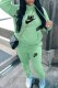 Light Green Casual Print Letter Hooded Collar Long Sleeve Two Pieces