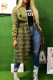 Army Green Casual Solid Patchwork Zipper Collar Plus Size Overcoat