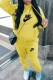 Yellow Casual Print Letter Hooded Collar Long Sleeve Two Pieces