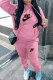 Pink Casual Print Letter Hooded Collar Long Sleeve Two Pieces