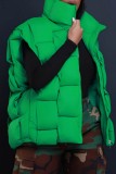 Blue Casual Solid Patchwork Zipper Mandarin Collar Outerwear