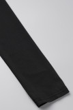 Black Street Solid Hollowed Out Patchwork Zipper Turtleneck Skinny Jumpsuits