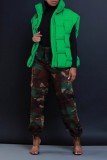 Blue Casual Solid Patchwork Zipper Mandarin Collar Outerwear