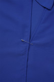 Light Blue Elegant Solid Patchwork Turtleneck Long Sleeve Two Pieces