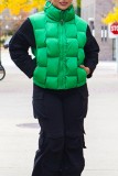 Blue Casual Solid Patchwork Zipper Mandarin Collar Outerwear