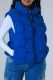 Blue Casual Solid Patchwork Zipper Mandarin Collar Outerwear