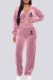 Pink Casual Print Letter Hooded Collar Long Sleeve Two Pieces