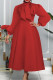Red Casual Solid Patchwork Half A Turtleneck Long Sleeve Dresses