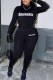 Black (BALENGIAGA)Sexy Street Print Letter O Neck Long Sleeve Two Pieces