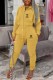 Yellow Casual Print Letter Hooded Collar Long Sleeve Two Pieces