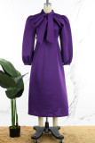 Red Casual Solid Patchwork Half A Turtleneck Long Sleeve Dresses