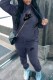 Navy Blue Casual Print Letter Hooded Collar Long Sleeve Two Pieces