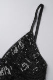 Black Celebrities Print Patchwork Spaghetti Strap Evening Dress Dresses