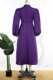 Red Casual Solid Patchwork Half A Turtleneck Long Sleeve Dresses