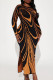 Yellow Street Striped Patchwork High Opening O Neck Printed Dress Dresses