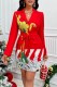 Red Casual Print Bandage Turn-back Collar Suit Dress Dresses