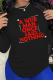 Black Casual Daily Print Letter O Neck Tops