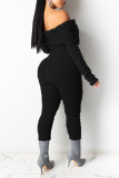 Pink Casual Solid Backless Off the Shoulder Skinny Jumpsuits