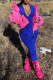Blue Casual Solid Basic Zipper Collar Skinny Jumpsuits