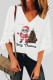 White Casual Print Patchwork Mesh V Neck T-Shirts