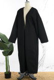 Black Elegant Solid Patchwork Cardigan Collar Outerwear
