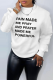 White Casual Street Print Patchwork Letter O Neck Tops