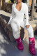 White Casual Solid Basic Zipper Collar Skinny Jumpsuits
