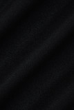Black Elegant Solid Patchwork Cardigan Collar Outerwear