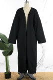 Black Elegant Solid Patchwork Cardigan Collar Outerwear