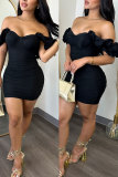 White Casual Sweet Daily Elegant Patchwork Solid Color Dresses